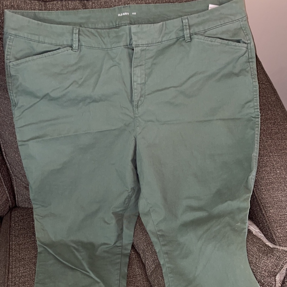 Olive green old navy jeans.